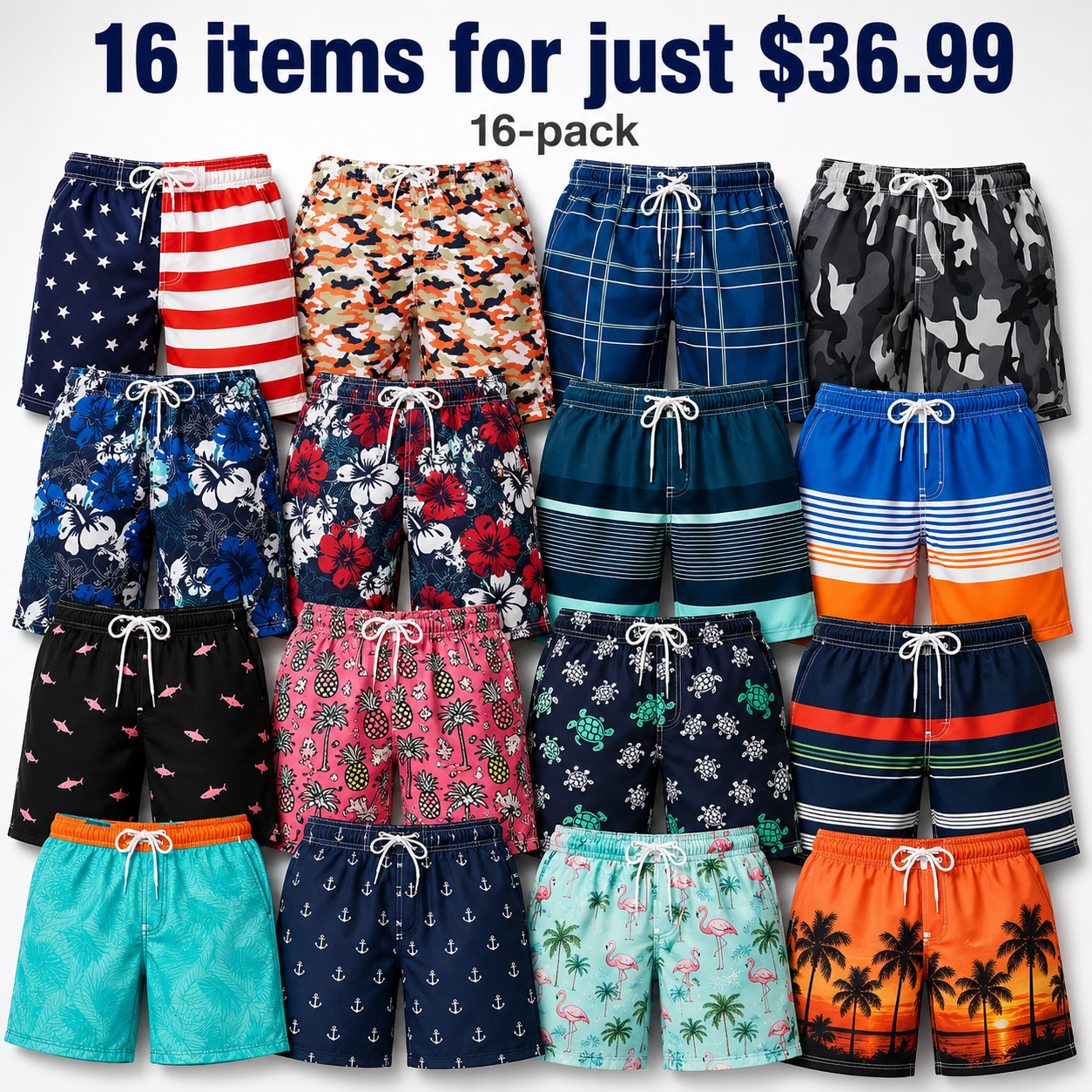 Mens Swim Trunks Long, Quick Dry Boardshorts, 9 Inches Inseam Bathing Suits with Mesh Lining