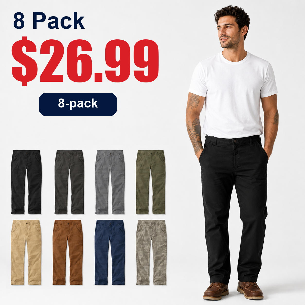 Men's Relaxed Straight Stretch Canvas Work Pants