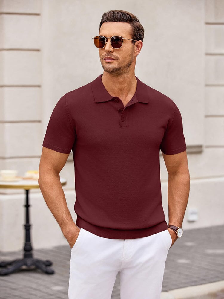 Wine red polo lifestyle view