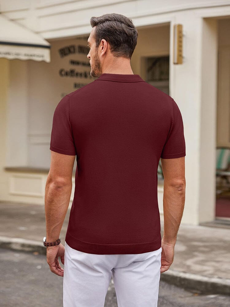 Wine red polo detail view