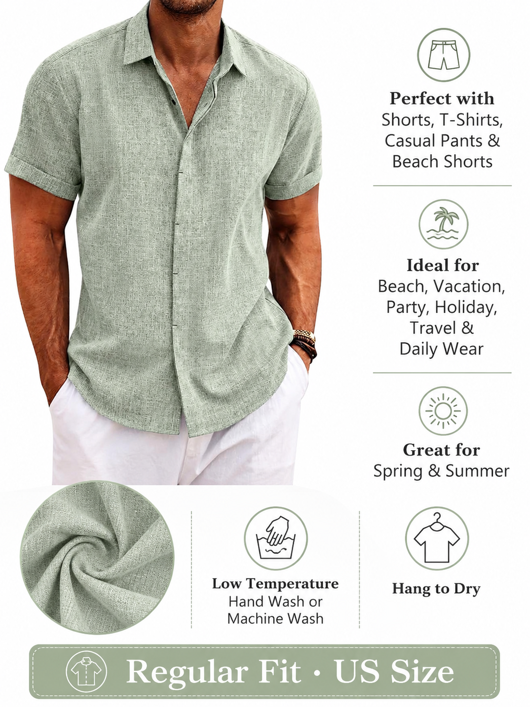 Regular fit silhouette and breathable washed texture detail