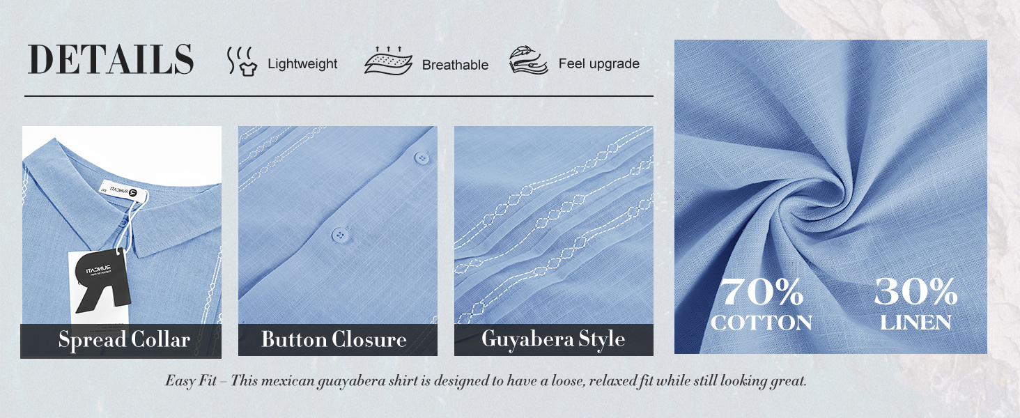 Mens Short Sleeve Guayabera Shirts