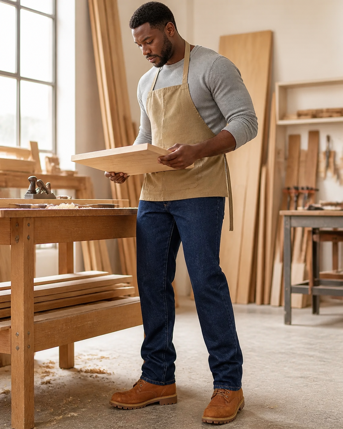 Men's Comfort Fit Straight Leg Heavyweight Cotton Jeans