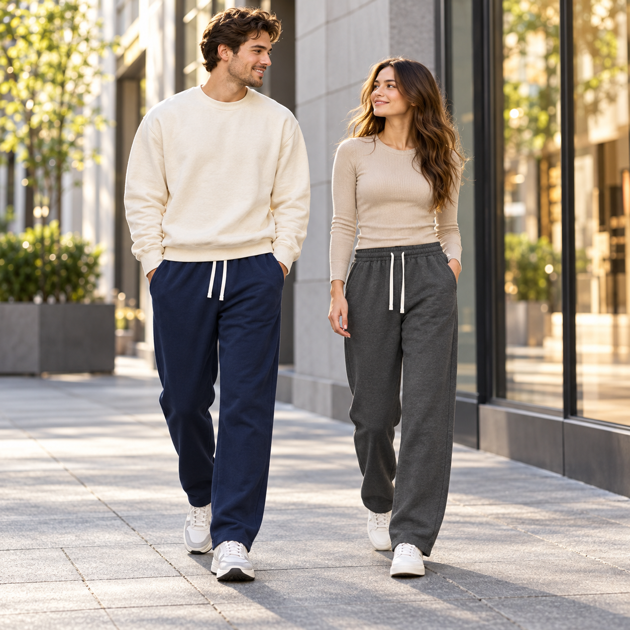 Men's Regular Fit Solid Adjustable Drawstring Waist Sweatpants, Casual Pocket Design Pants for Fall & Winter, Men's Trousers for Daily Wear, Everyday Sweatpants