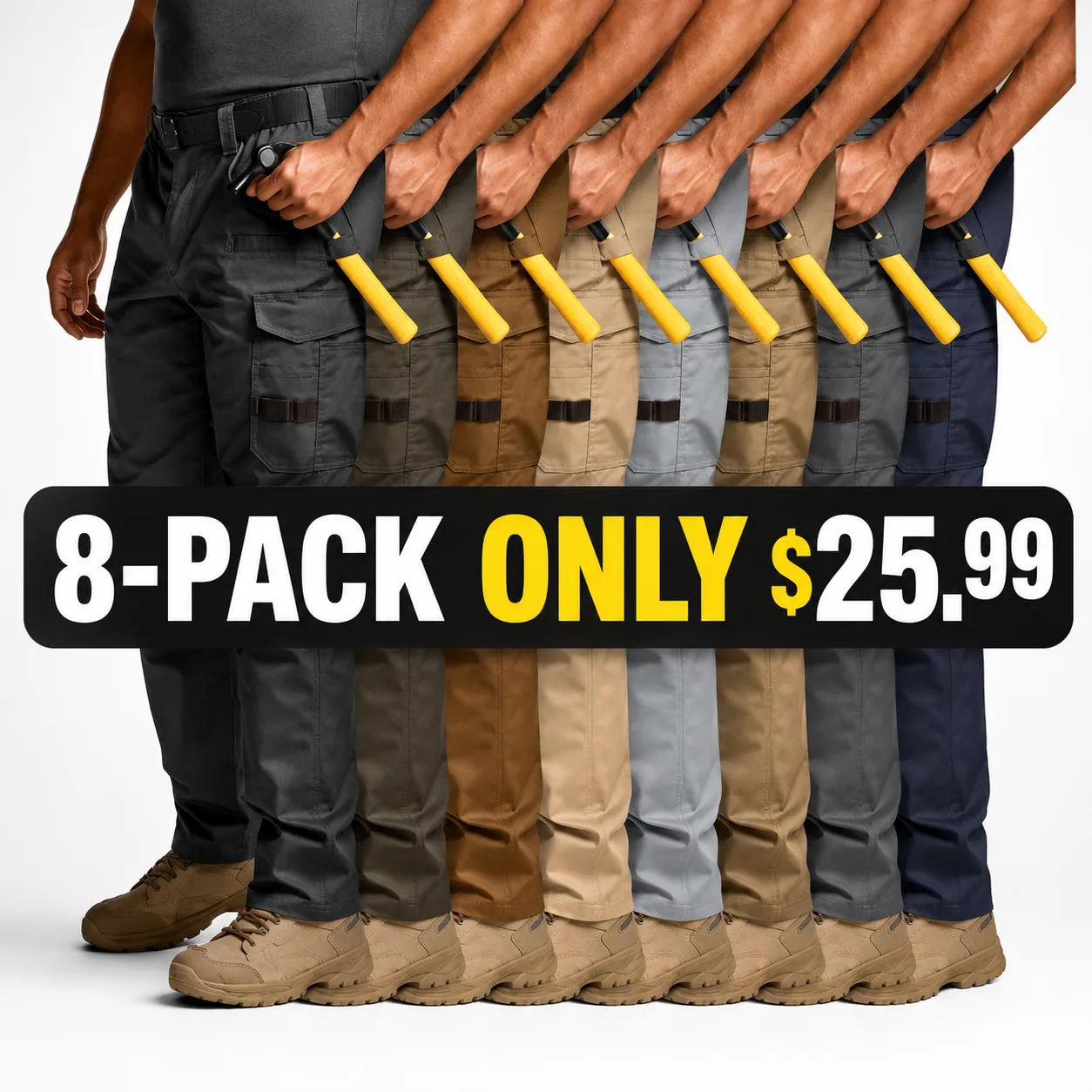 Men's Ripstop Work Pants,Water Resistant Outdoor Tactical Pants 8-PACK Today Only $25.99