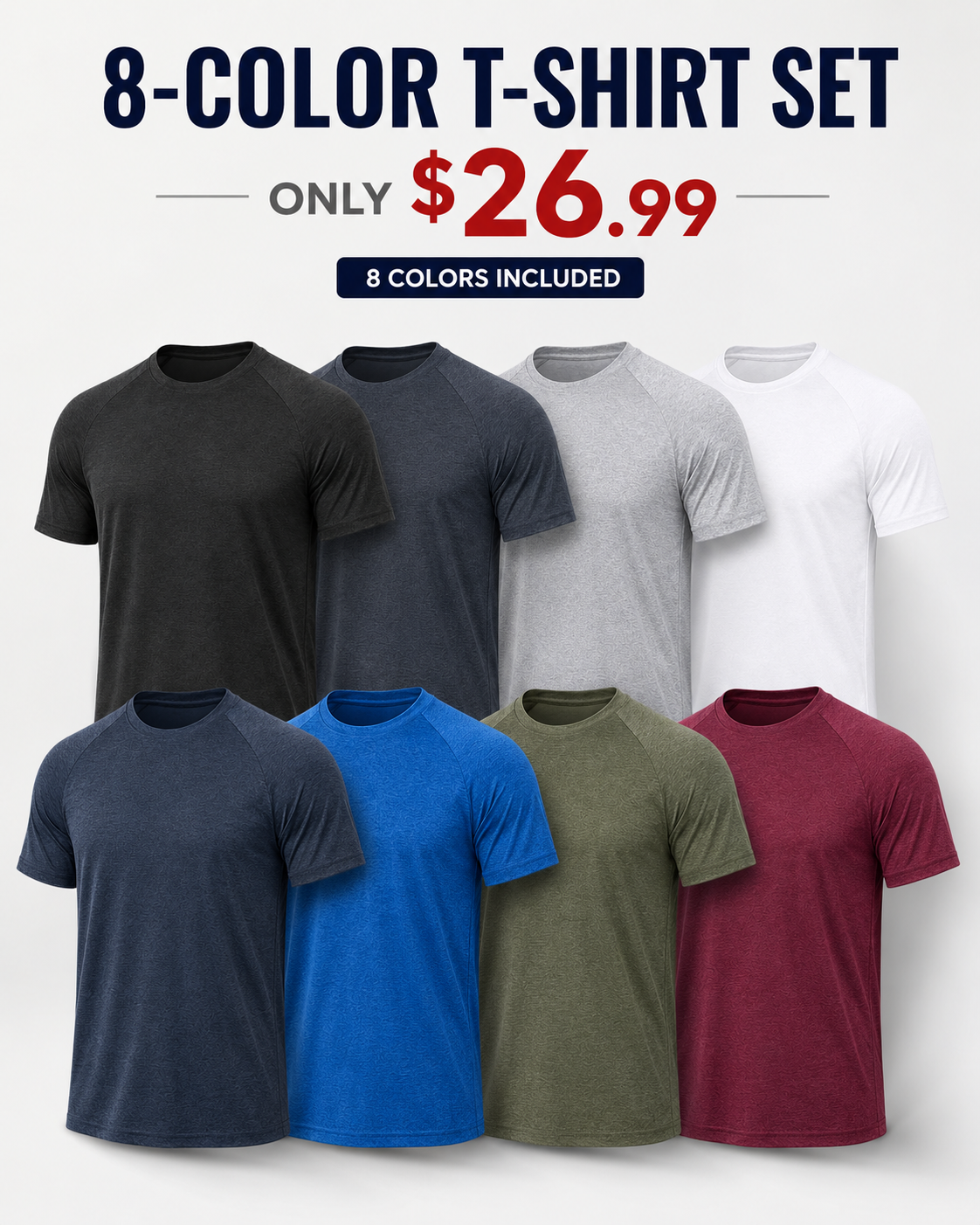 Men quick dry athletic T-shirt multi-pack