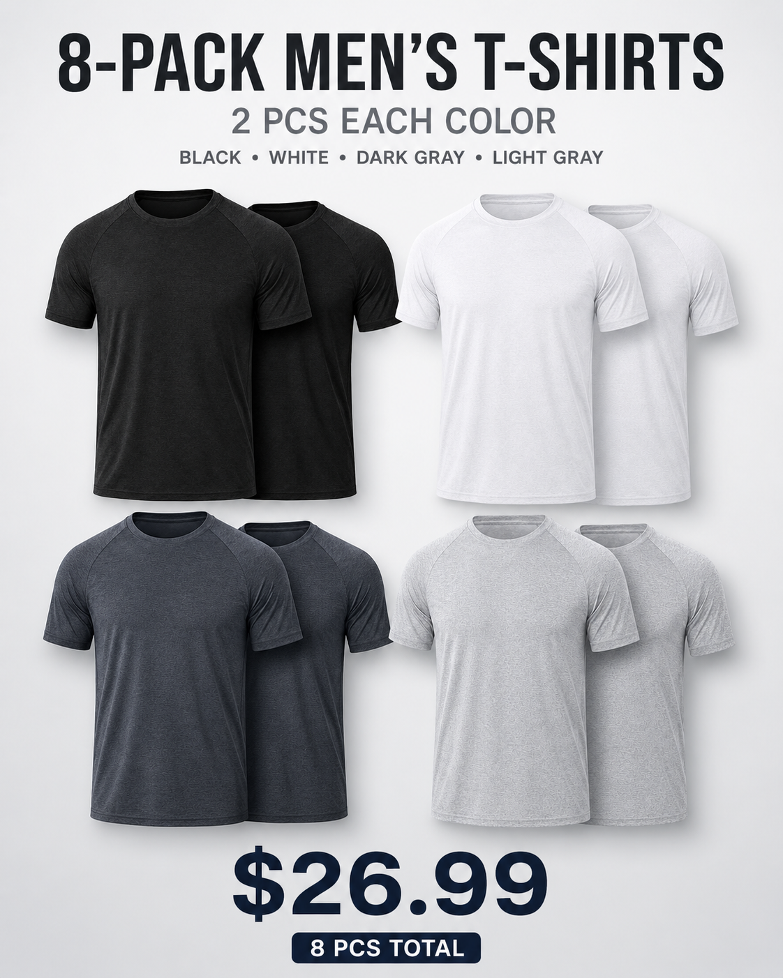 Men's Quick-Dry Athletic T-Shirt Classic 8-Pack