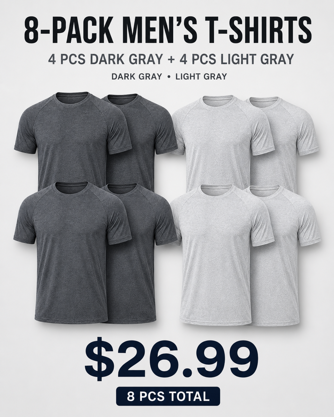 Men's Quick-Dry Athletic T-Shirt Classic 8-Pack