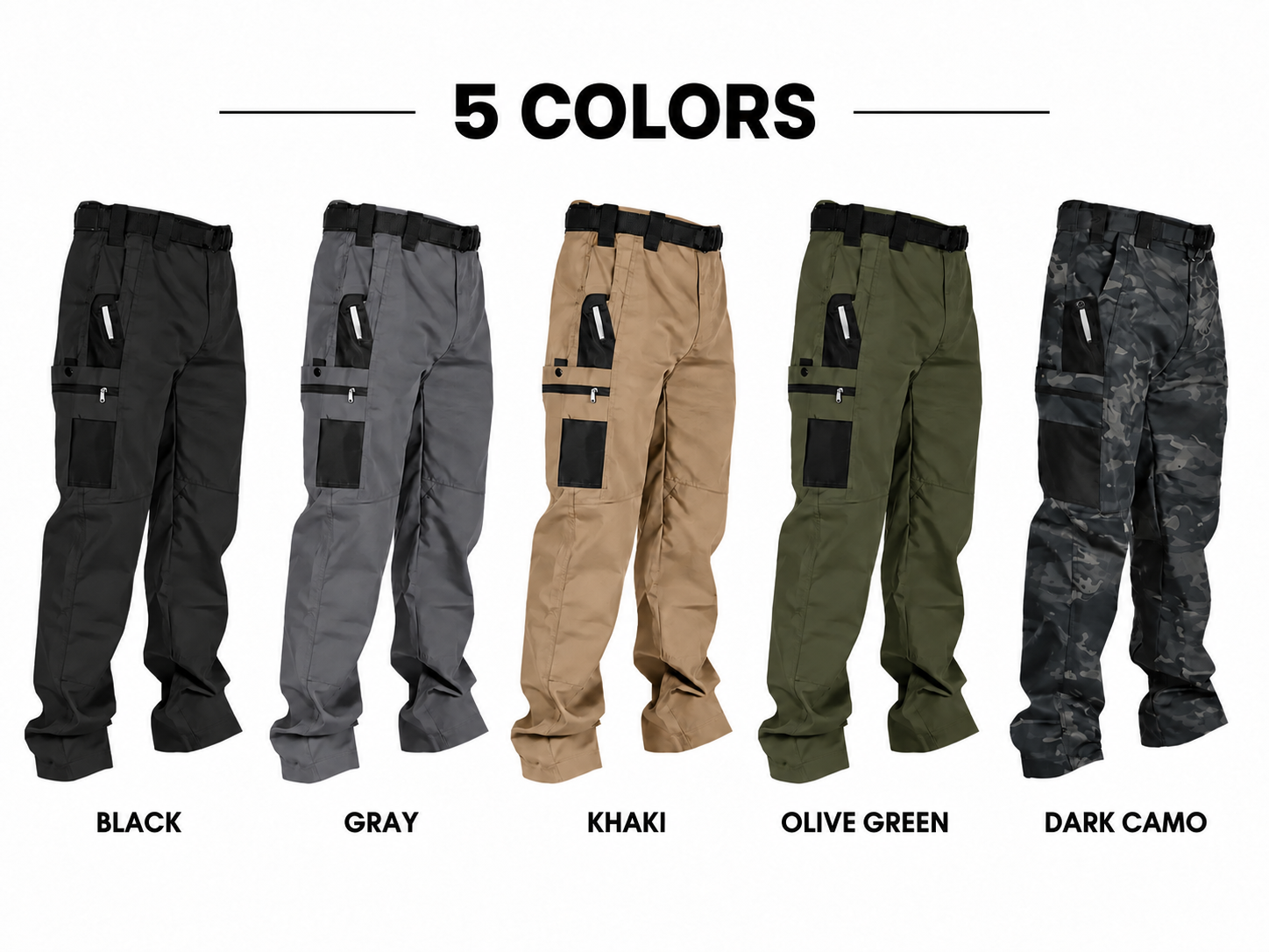 Five tactical work pants colors