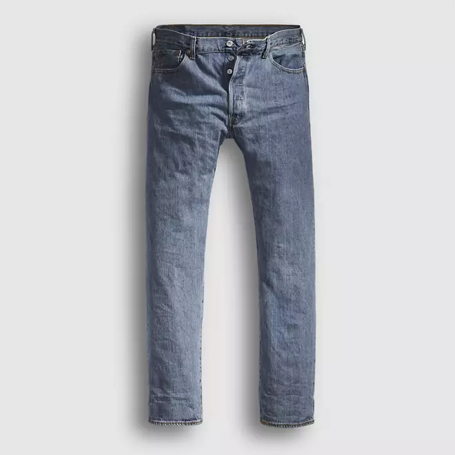 Washed blue loose straight denim jeans