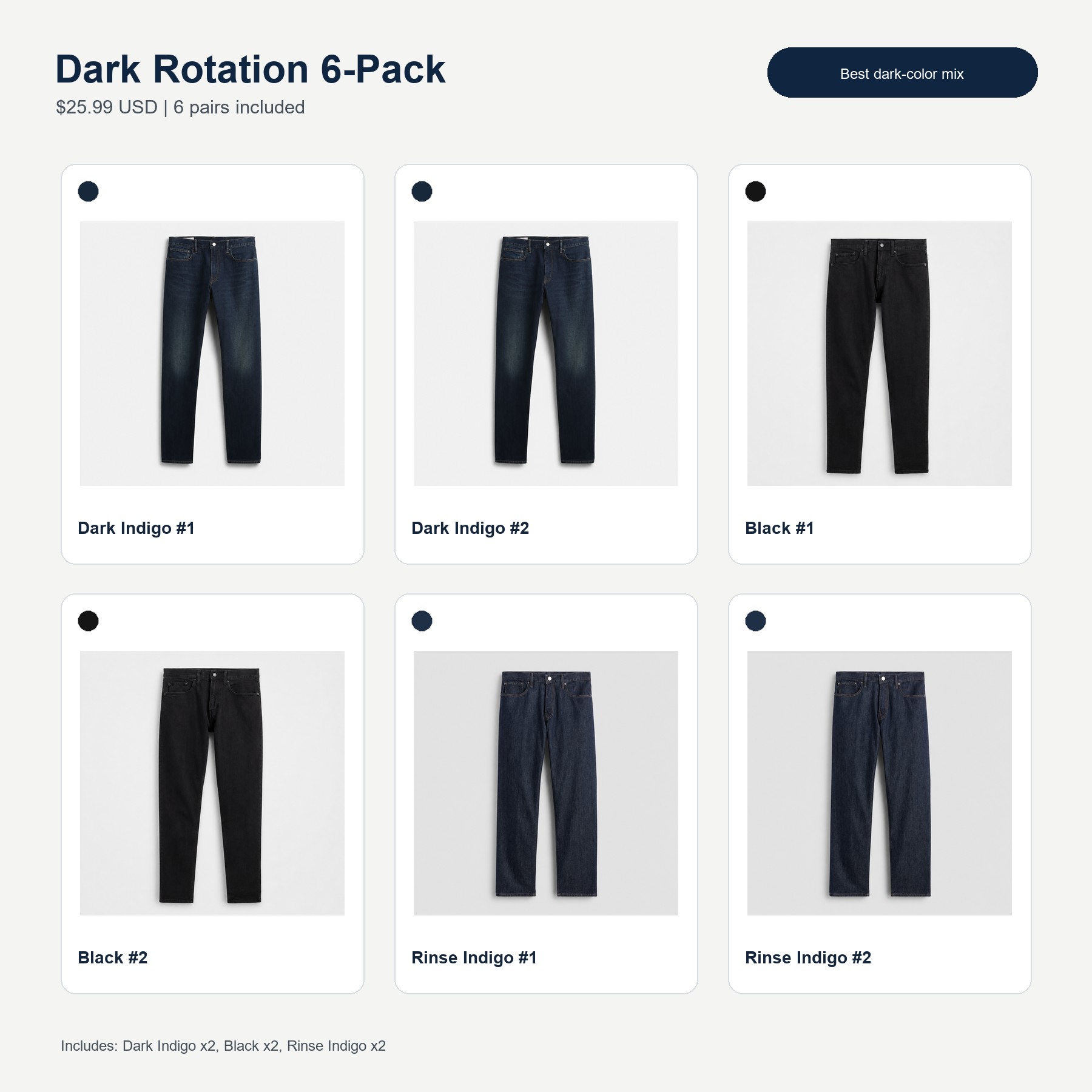 Dark Rotation 6-Pack denim jeans bundle