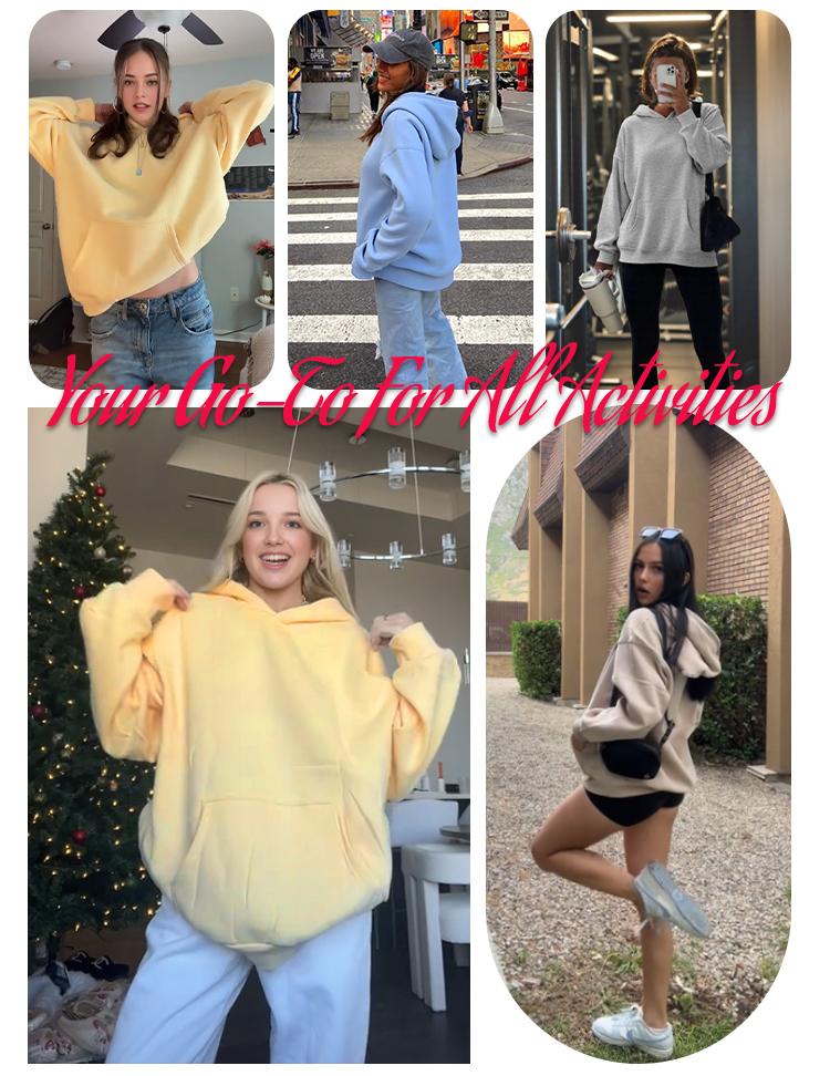 AUTOMET Women's Clothes - Lady's Oversize Minimalist Full-Sleeve Cotton Fleece Polyester Fabric Hoodie, Baggy Chic Pockets Tops for Casual Fall Everyday Wear