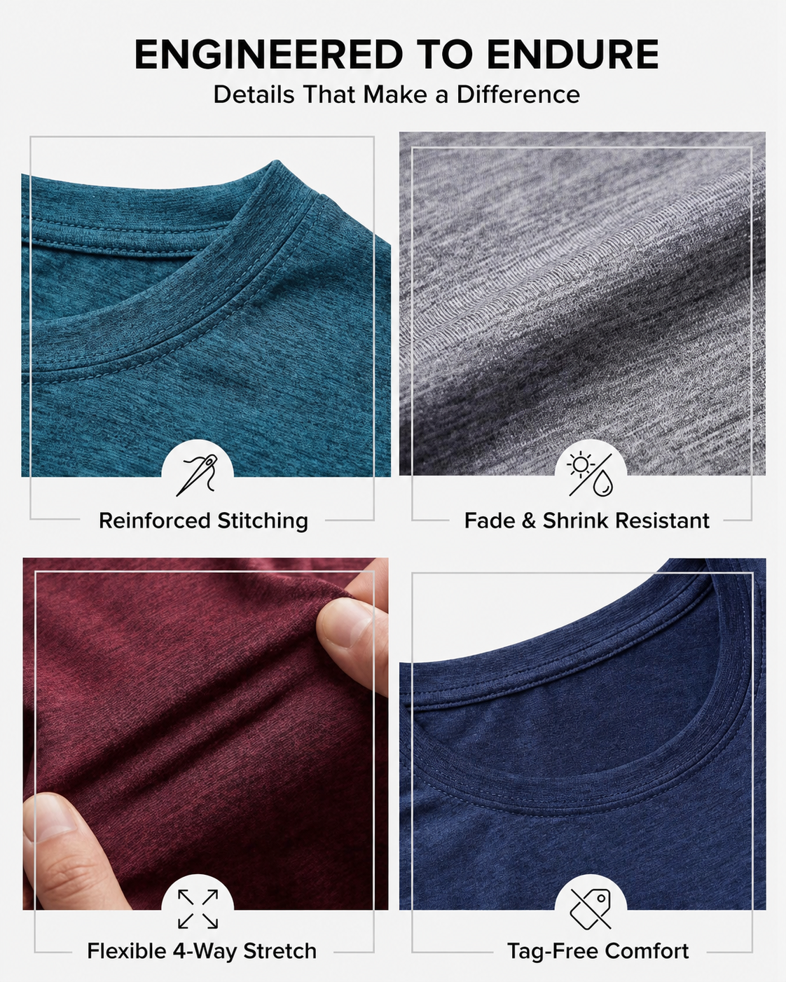 Soft stretch T-shirt feature details