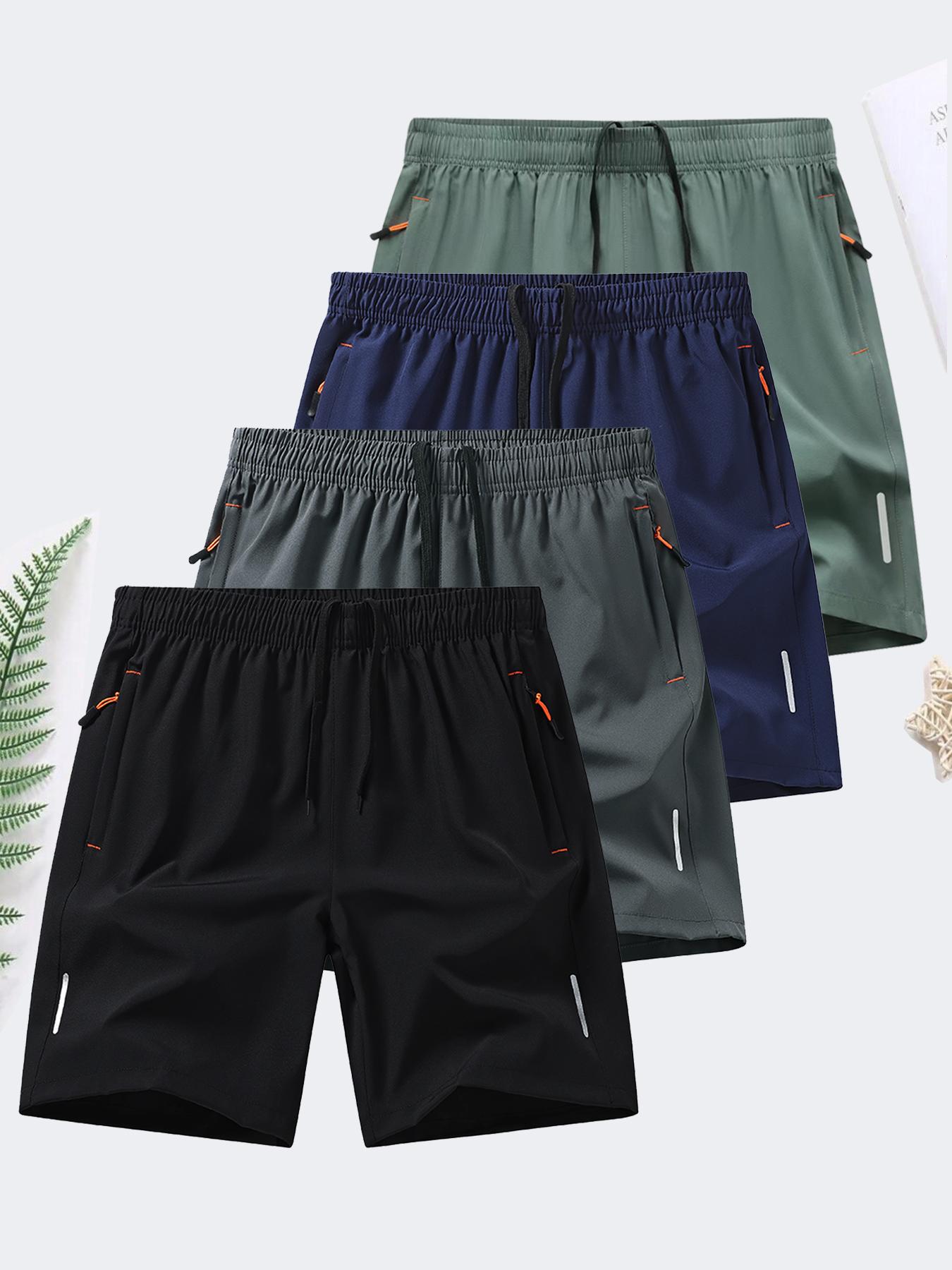 men's zipper pocket shorts, summer ice silk beach shorts
