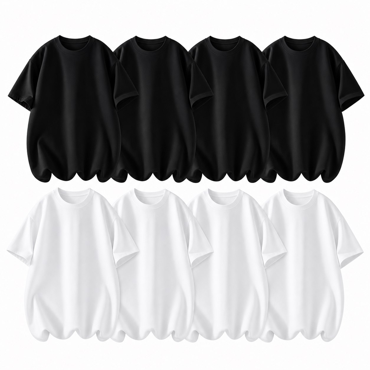 Black and White 8-Pack men's crew neck T-shirts