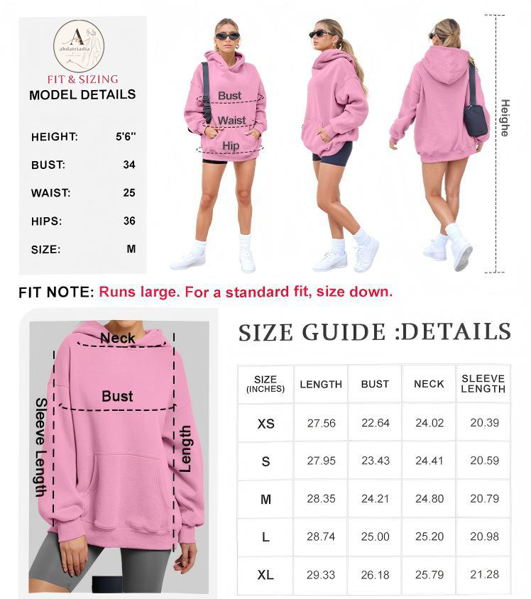 AUTOMET Women's Clothes - Lady's Oversize Minimalist Full-Sleeve Cotton Fleece Polyester Fabric Hoodie, Baggy Chic Pockets Tops for Casual Fall Everyday Wear