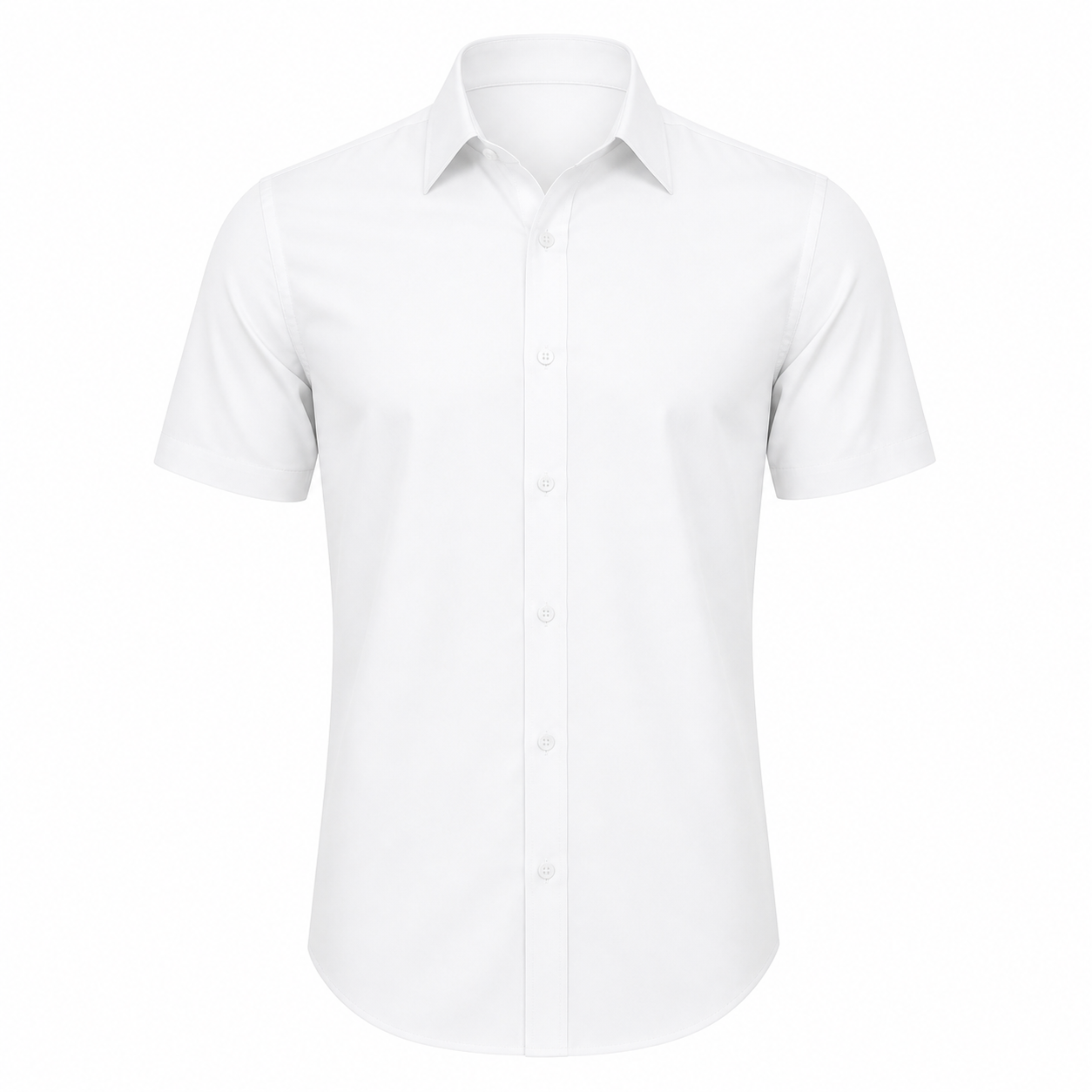 White men's short sleeve button shirt front view