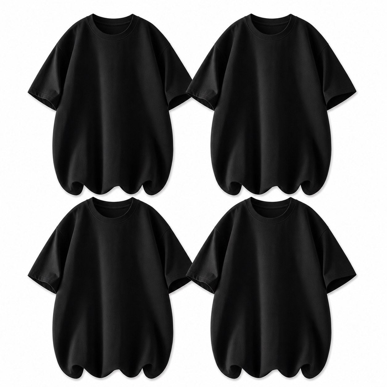 Black 4-Pack men's crew neck T-shirts