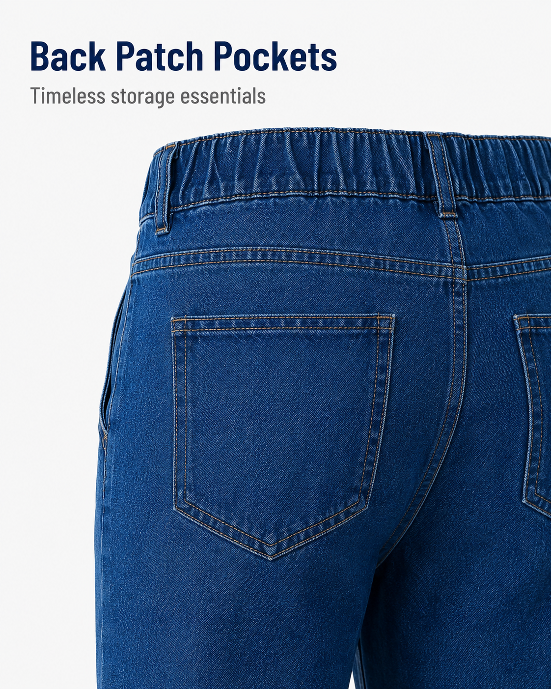 Back patch pocket detail on men's jeans.