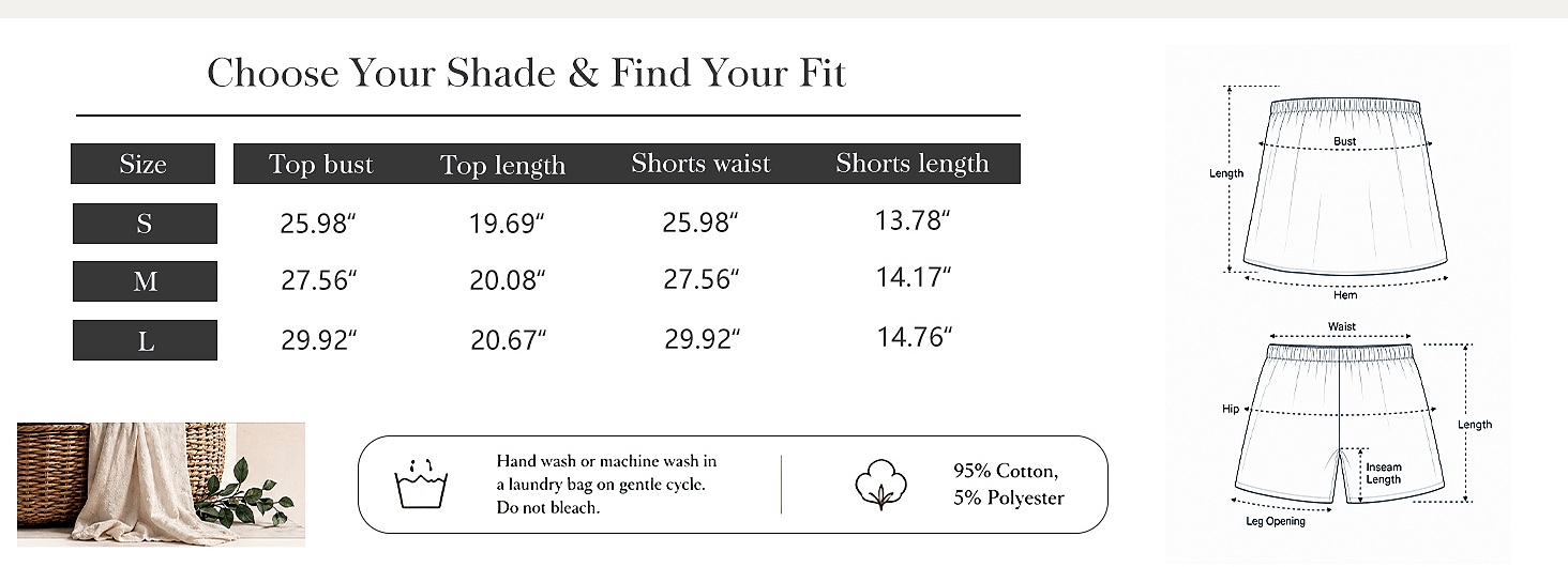 Women's Strapless Polka Dot Two-Piece Shorts Set - Size, fit, garment measurement, fabric composition, and care panel