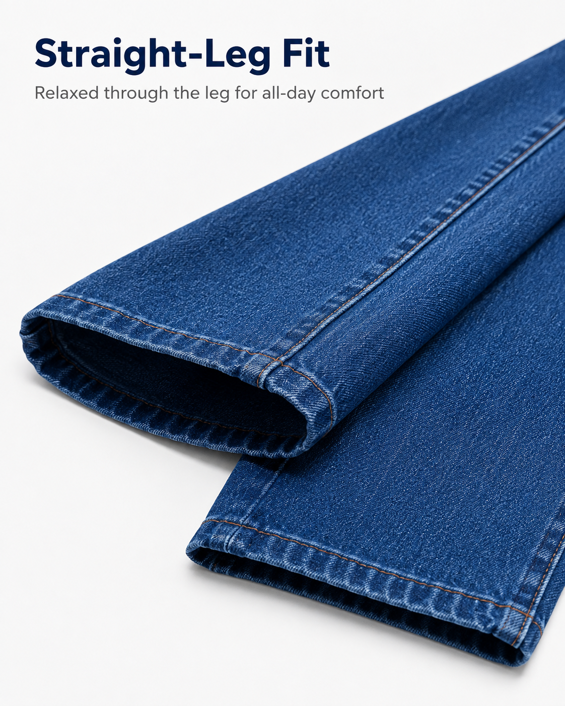 Straight-leg hem detail on men's jeans.