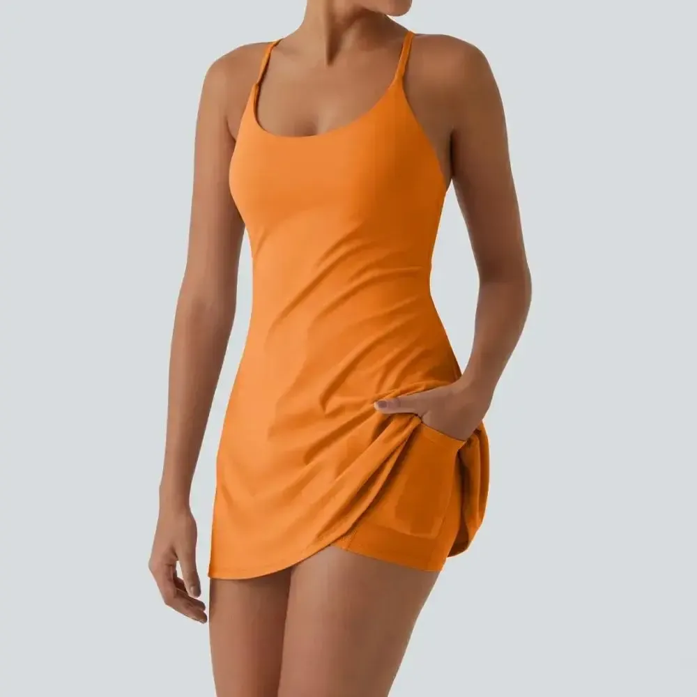Women's Backless Sleeveless Dress with Pockets 8-Pack