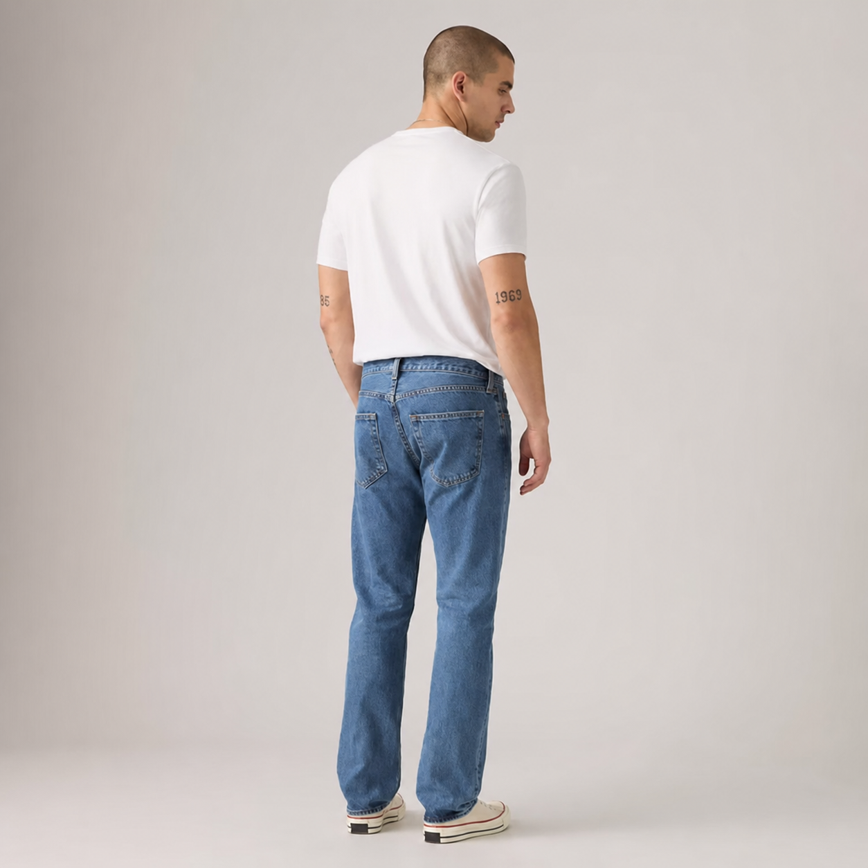 Loose straight denim jeans back fit view