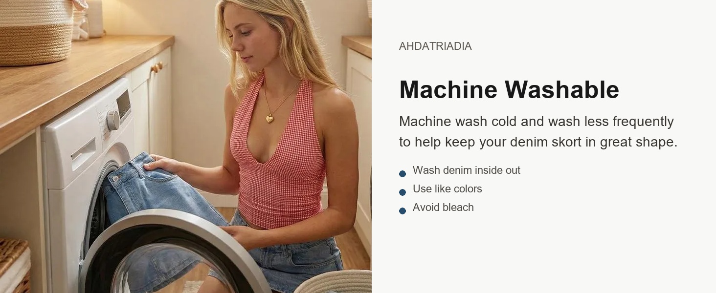Machine washable denim skort care section