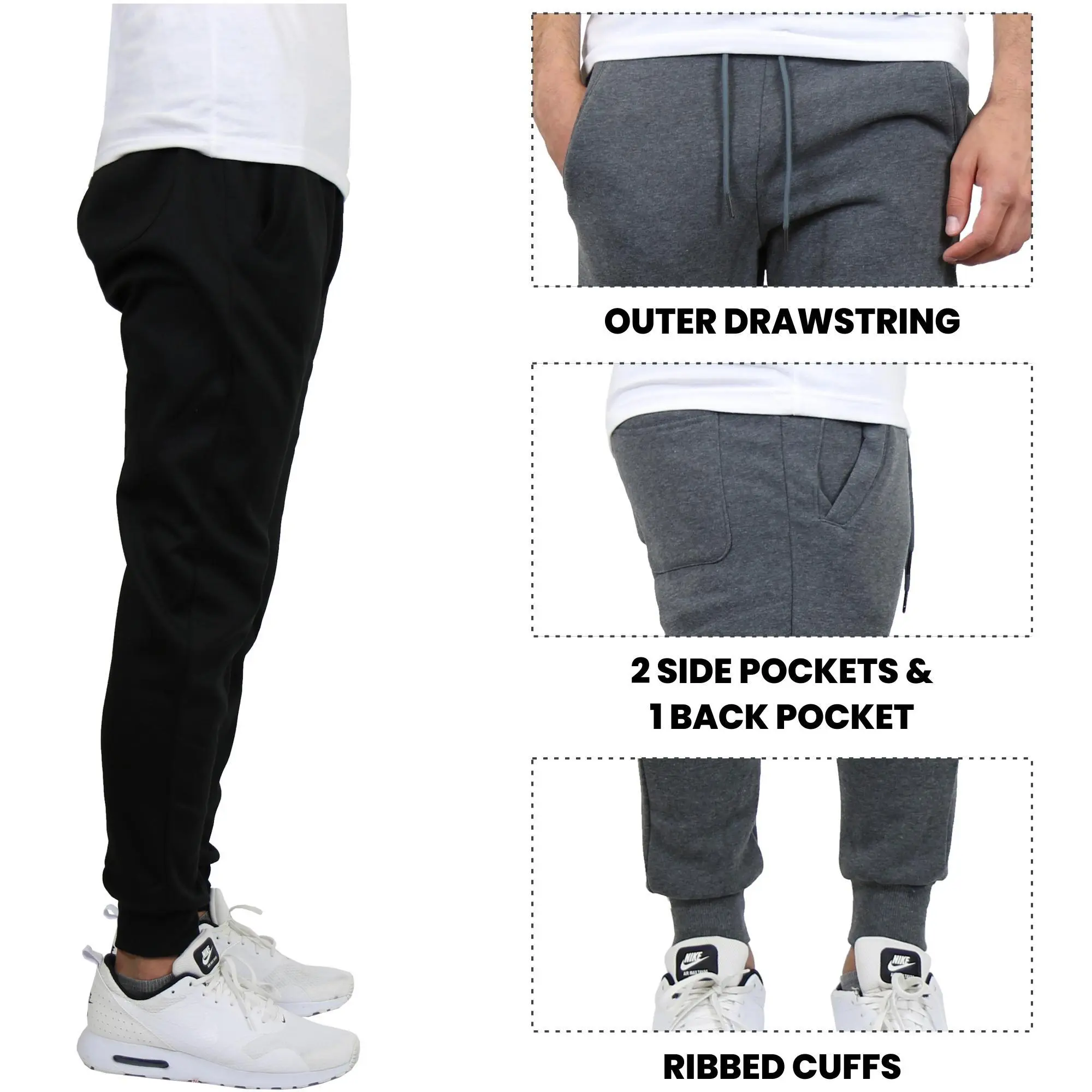 Men's Fleece Jogger Sweatpants 8-Pack