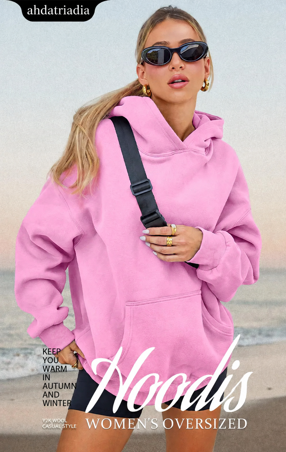 AUTOMET Women's Clothes - Lady's Oversize Minimalist Full-Sleeve Cotton Fleece Polyester Fabric Hoodie, Baggy Chic Pockets Tops for Casual Fall Everyday Wear