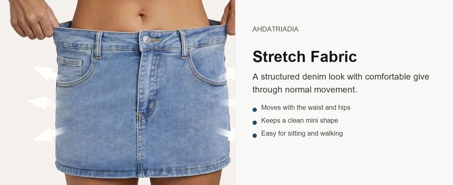 Stretch fabric denim skort section