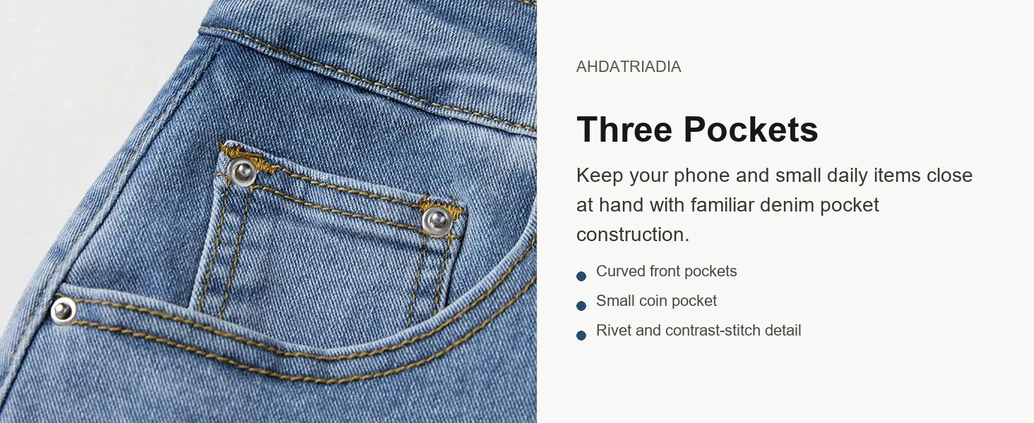 Three pocket denim skort section