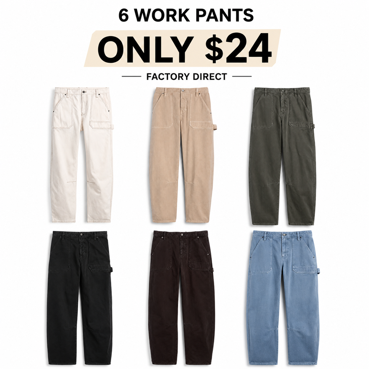 Women's Relaxed Carpenter Jeans 6-Pack
