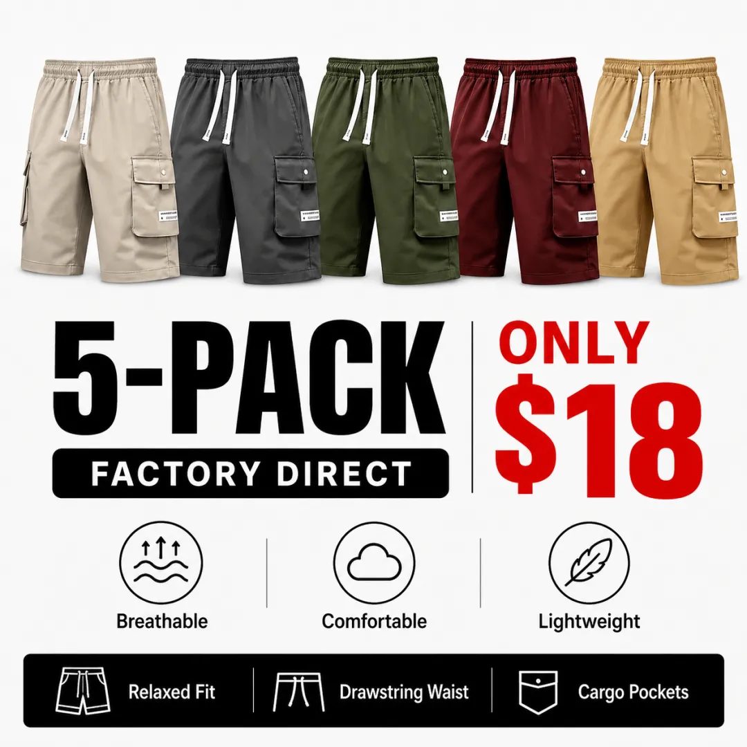 Men's Cargo Shorts 5-Pack & 10-Pack Bundle
