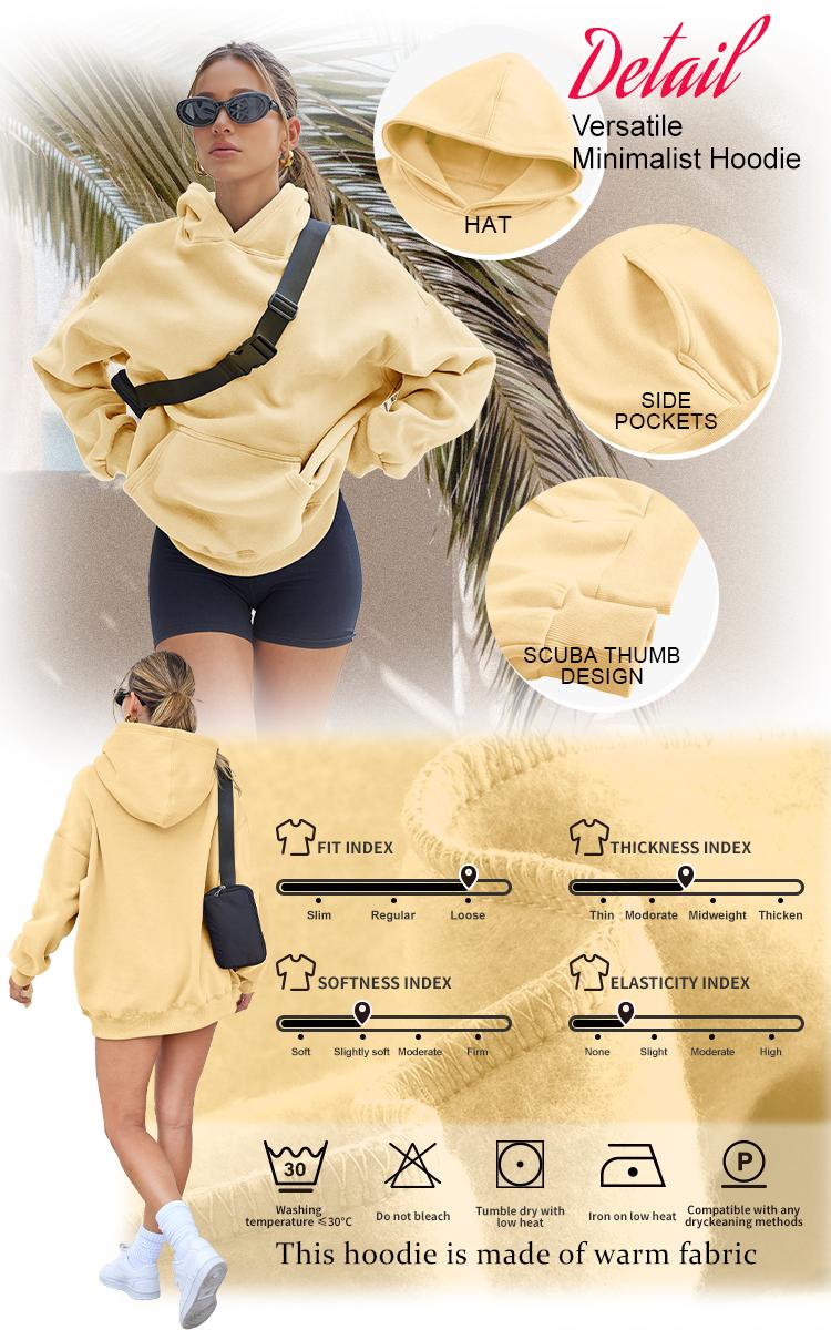 AUTOMET Women's Clothes - Lady's Oversize Minimalist Full-Sleeve Cotton Fleece Polyester Fabric Hoodie, Baggy Chic Pockets Tops for Casual Fall Everyday Wear