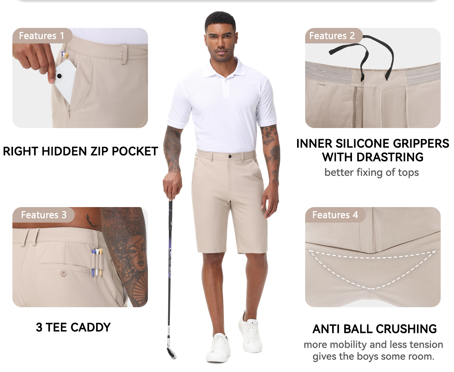 mens golf shorts dress  shorts khaki shorts hybrid shorts