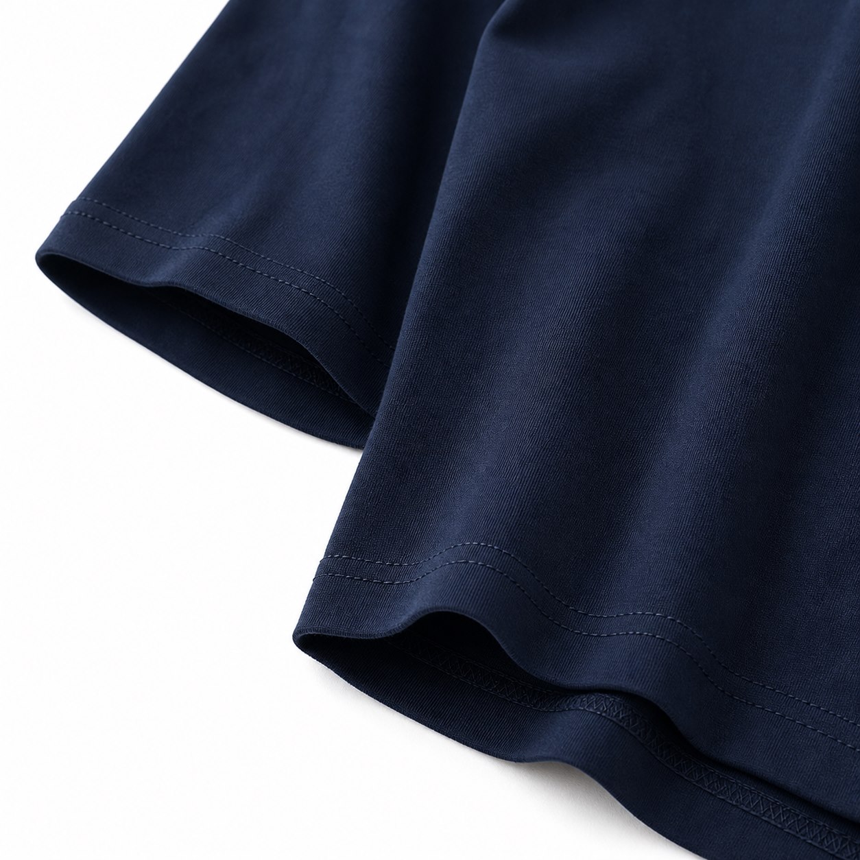 Sleeve and hem detail on men's basic T-shirt
