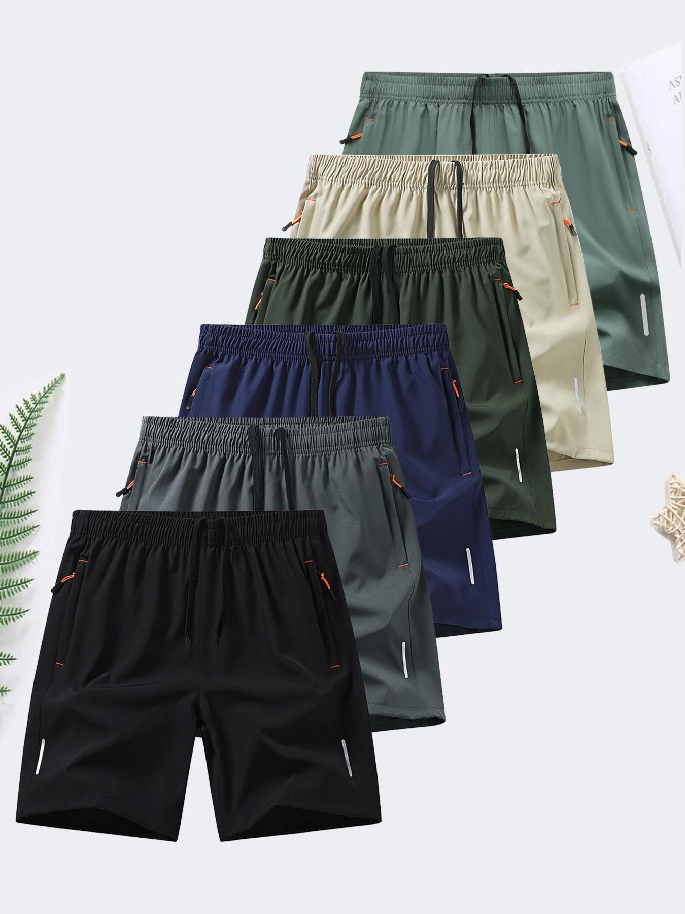 men's zipper pocket shorts, summer ice silk beach shorts