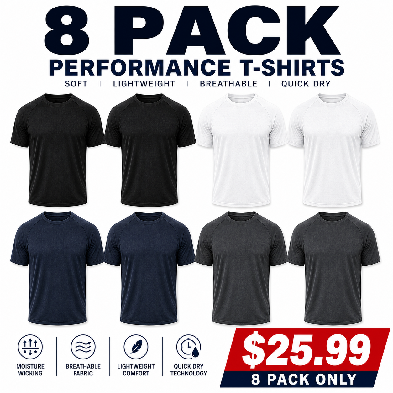 Men's 8-Pack Workout Shirts