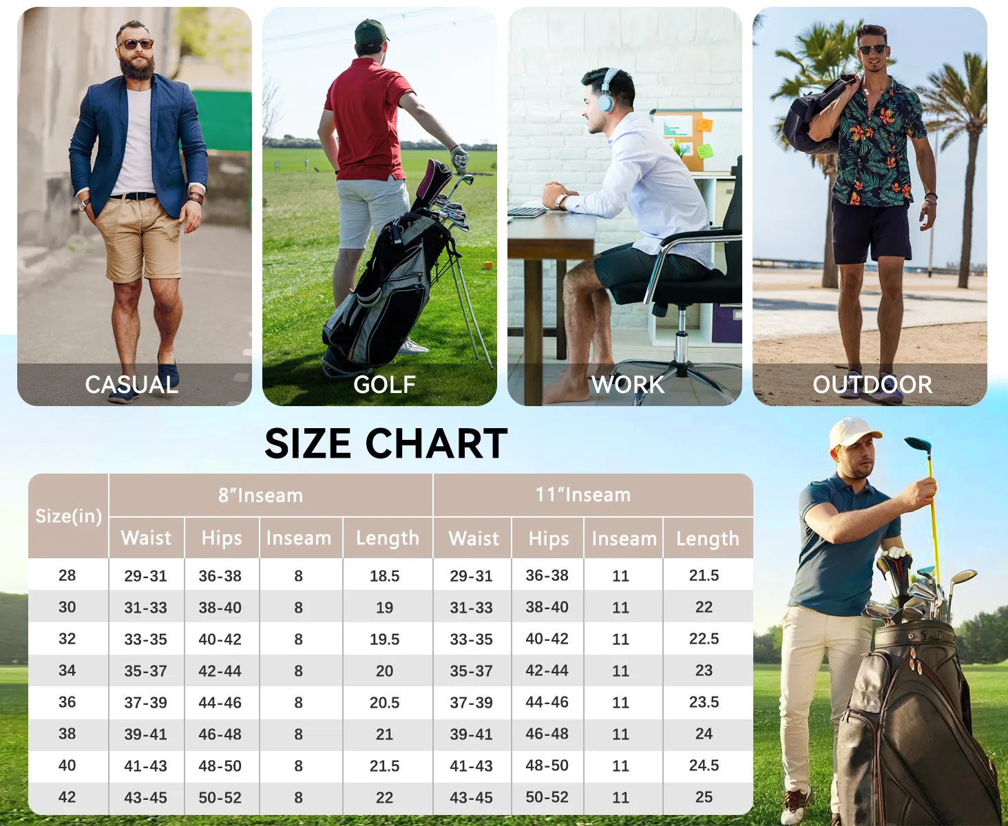 mens golf shorts dress  shorts khaki shorts hybrid shorts