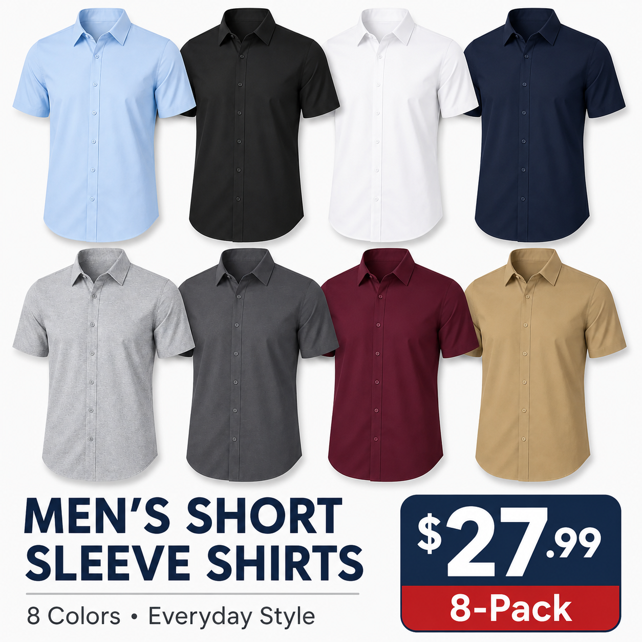 Men's Short Sleeve Stretch Button Shirt Multipack