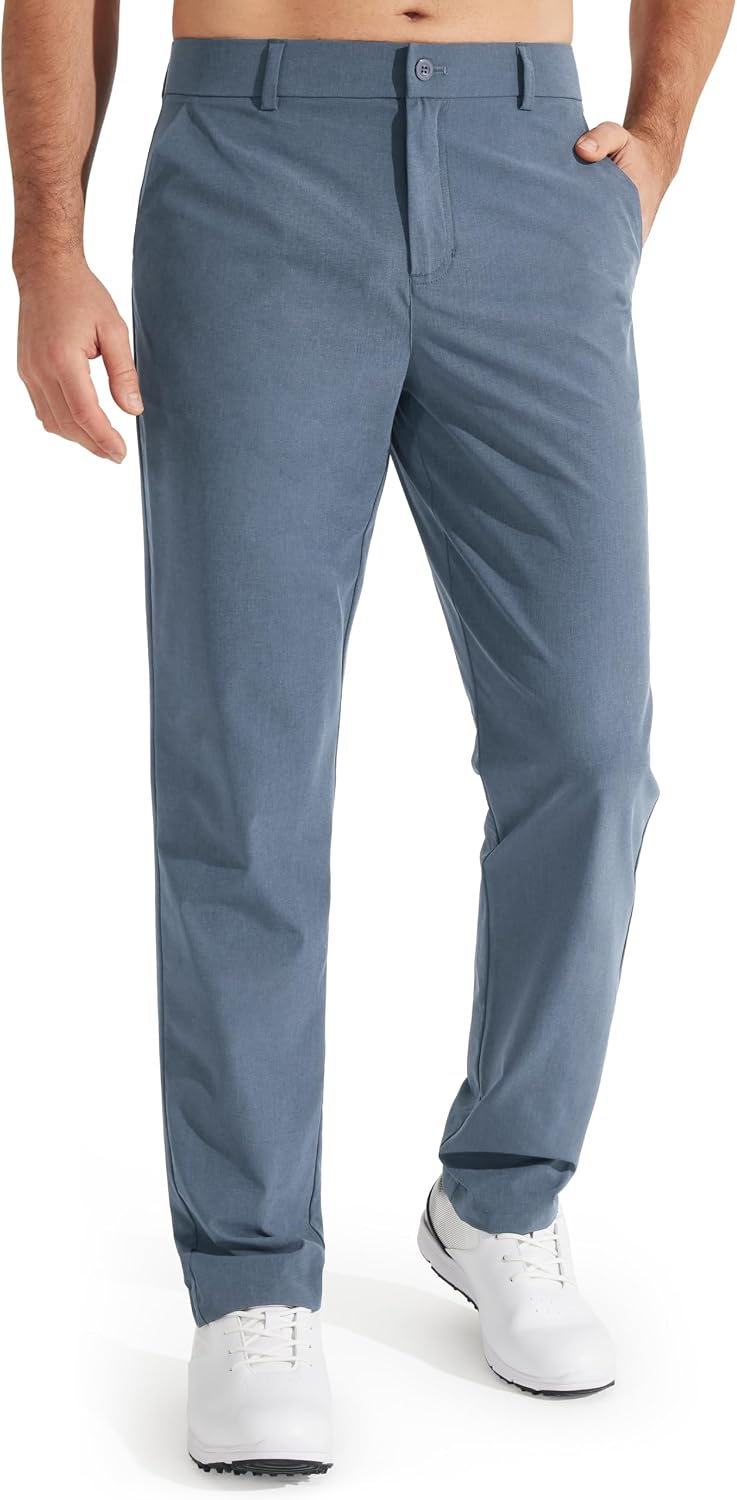 Men's Golf Pants, Stretch Work Dress Pants, 30"/32"/34" Quick-drying, Lightweight, Comfortable Casual Pants with Pockets