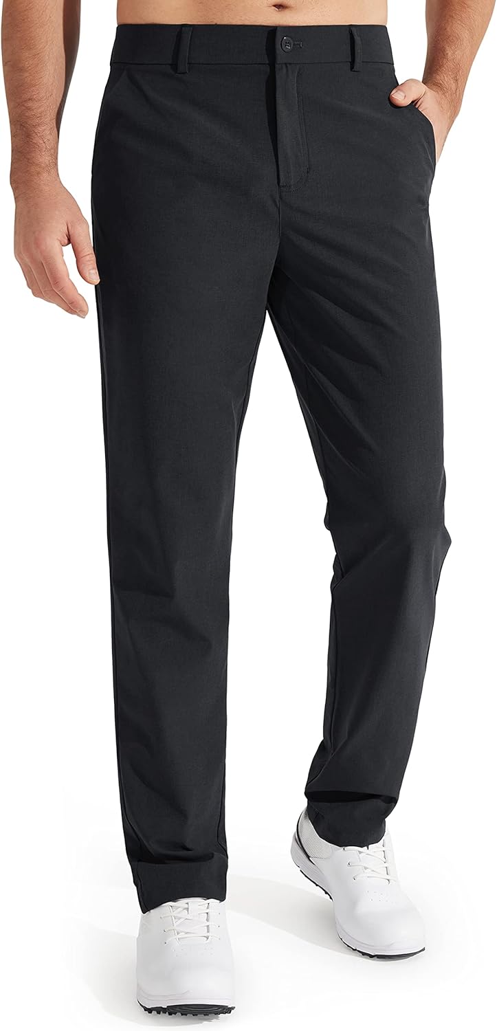 Men's Golf Pants, Stretch Work Dress Pants, 30"/32"/34" Quick-drying, Lightweight, Comfortable Casual Pants with Pockets