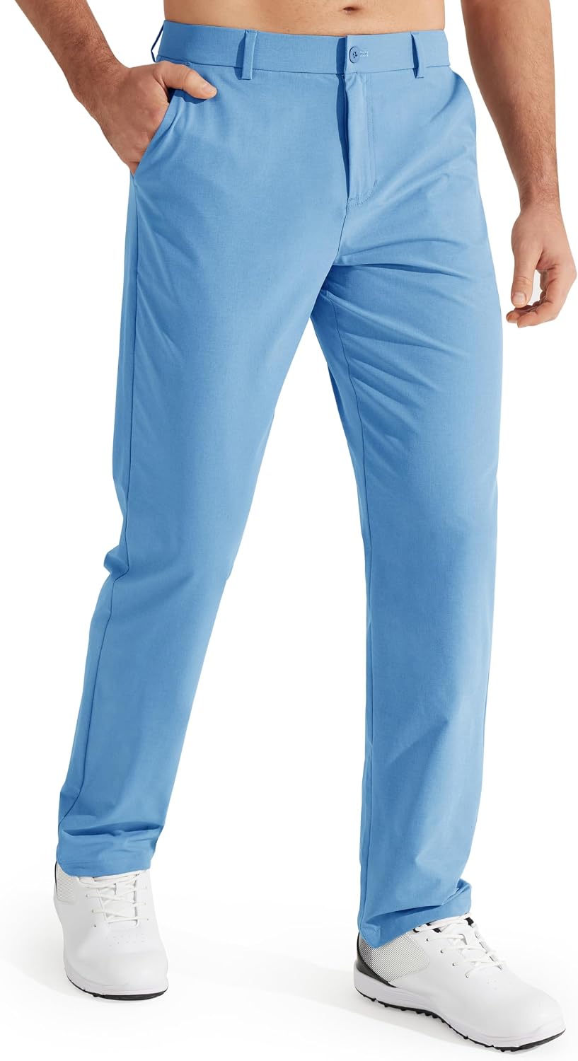 Men's Golf Pants, Stretch Work Dress Pants, 30"/32"/34" Quick-drying, Lightweight, Comfortable Casual Pants with Pockets