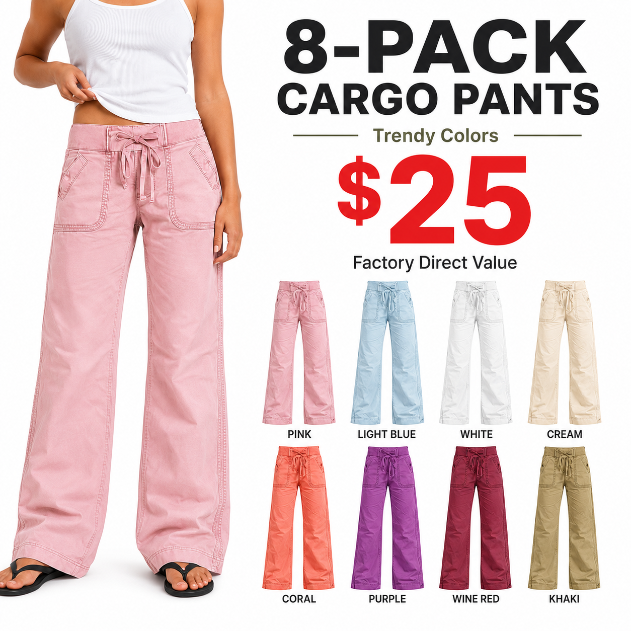 Women's High-Stretch Mid-Rise Straight Pants 8-Pack - detail image 7