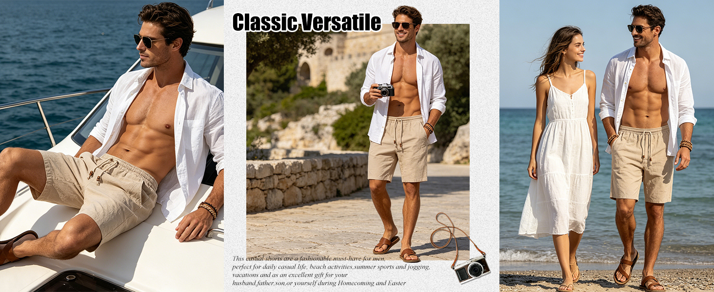 Casual Elastic Waist Drawstring Summer Beach Vacation Shorts