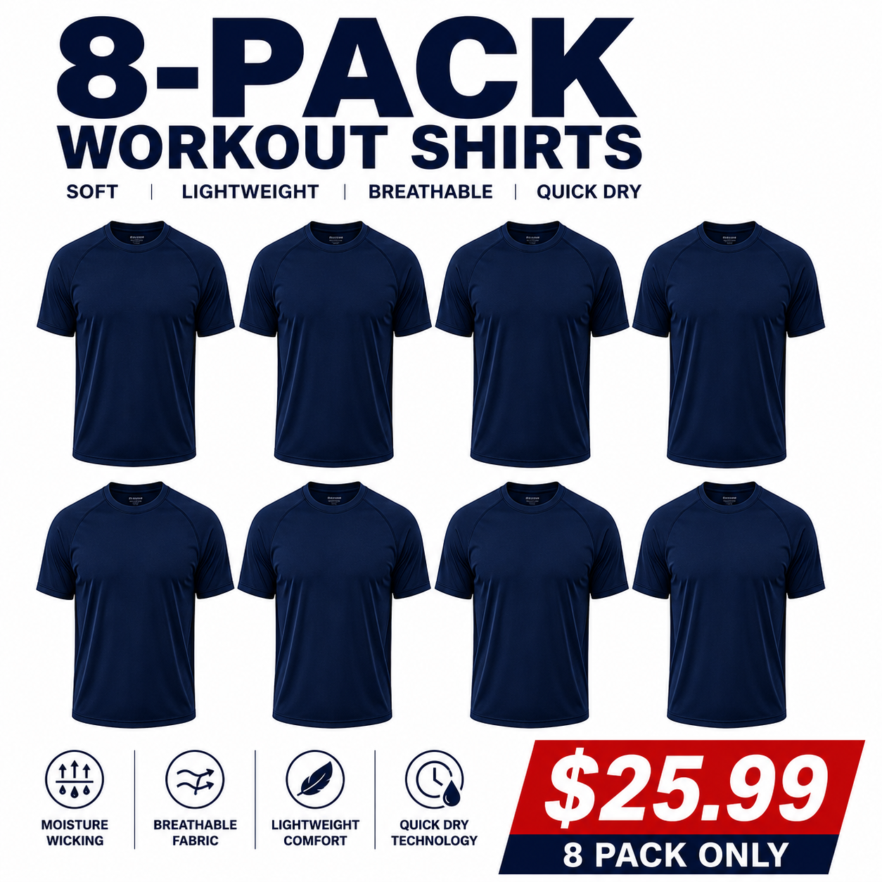 Men's 8-Pack Workout Shirts