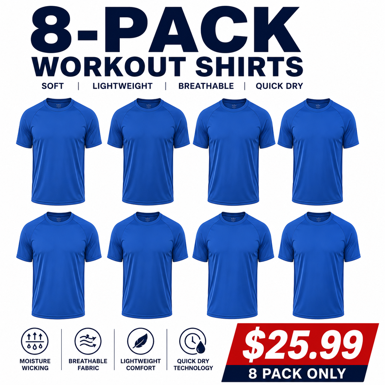 Men's 8-Pack Workout Shirts