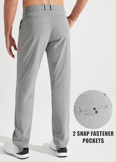 Men's Golf Pants, Stretch Work Dress Pants, 30"/32"/34" Quick-drying, Lightweight, Comfortable Casual Pants with Pockets