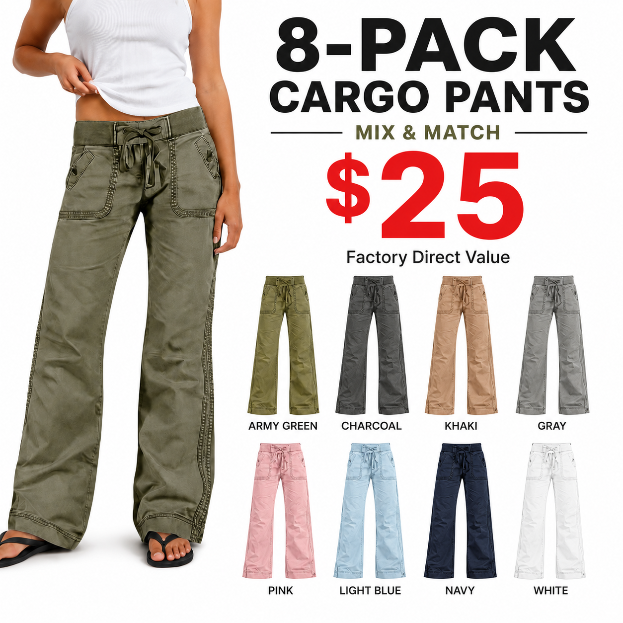 Women's High-Stretch Mid-Rise Straight Pants 8-Pack - detail image 8